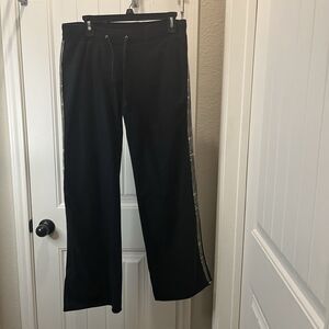 Big Flirt Black Camo Side Stripe Pull On Track Sweat Pants Flare Leg Womens Sz L